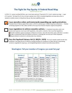   The Fight for Pay Equity: A Federal Road Map    Updated September 2015