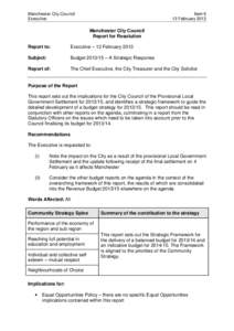 Report on the BudgetA Strategic Response to Executive 13 February 2013