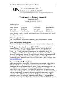 December 6, 2010 Consumer Advisory Council Minutes  1 Consumer Advisory Council Meeting Minutes