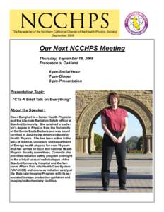 NCCHPS  The Newsletter of the Northern California Chapter of the Health Physics Society September 2008