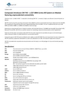 Tegra / ARM Cortex-A9 MPCore / Yokneam / Serial Peripheral Interface Bus / SO-DIMM / Secure Digital / Computing / ARM architecture / Computer hardware / Computer architecture