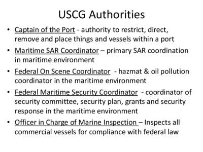 Rescue / Government / Search and rescue / Maritime security / National Search and Rescue Plan / Federal On Scene Coordinator / National Response Framework / Sector Commander / United States Coast Guard / Emergency management / Public safety