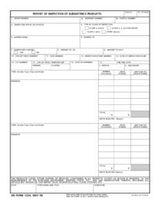 DD Form 1234, Report of Inspection of Subsistence Products, May 1959