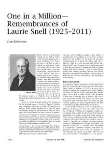 One in a Million— Remembrances of Laurie Snell (1925–2011)