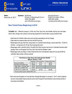 PRESS RELEASE F O R I M M E D I AT E R E L E A S E Date: December 8, 2017