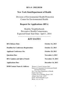 RFA #: [removed]New York StateDepartment of Health  Division of Environmental Health Protection