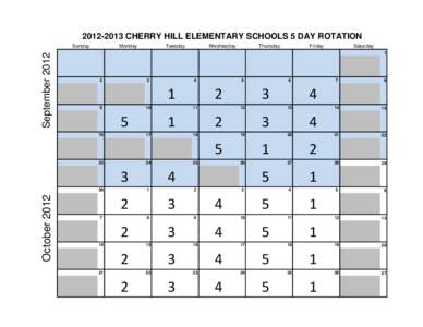 [removed]CHERRY HILL ELEMENTARY SCHOOLS 5 DAY ROTATION  September 2012 Sunday