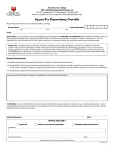 Appeal for Dependency Override