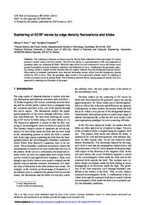 EPJ Web of Conferences 87, DOI: epjconf  C Owned by the authors, published by EDP Sciences, 2015  Scattering of ECRF waves by edge density ﬂuctuations and blobs