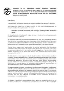 STATEMENT BY H.E. AMBASSADOR KINGSLEY MAMABOLO, PERMANENT REPRESENTATIVE OF THE REPUBLIC OF SOUTH AFRICA TO THE UNITED NATIONS AND CHAIRMAN OF THE GROUP OF 77, ON THE OCCASION OF THE STOCK-TAKING SESSION ON THE INTERGOVE