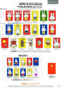 Miffy & Dick Bruna Greeting & Badge Cards MIFFY 1  MIFFY 2