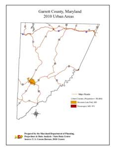 Garrett County, Maryland 2010 Urban Areas y I  Ü