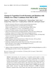 Changes in Vegetation Growth Dynamics and Relations with Climate over China’s Landmass from 1982 to 2011