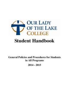 Student Handbook  General Policies and Procedures for Students in All Programs[removed]