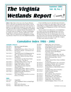 The Virginia Wetlands Report Summer 2003 Vol. 18, No. 2