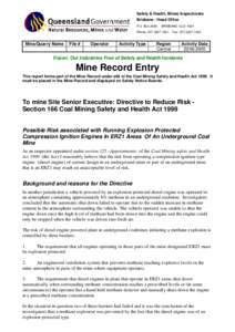 Possible Risk associated with Running Explosion Protected Compression Ignition Engines in ERZ1 Areas of an Underground Coal Mine