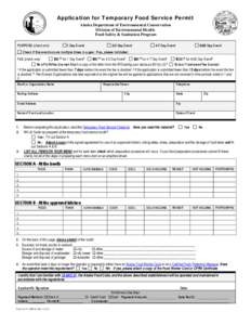 Application for Temporary Food Service Permit Alaska Department of Environmental Conservation Division of Environmental Health Food Safety & Sanitation Program PURPOSE (check one)