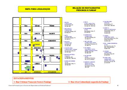 RELAÇÃO DE RESTAURANTES PRÓXIMOS À FUNDAP GUIMARÃES  DE