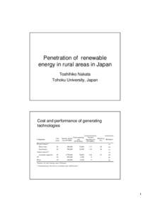 Penetration of  renewable energy in rural areas in Japan