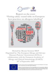 Report on the event  “Eating safely: round table on European best practices on allergens labelling”  Hosted by: Renate Sommer MEP