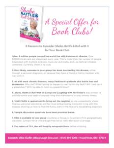 A Special Offer for  Book Clubs! 8 Reasons to Consider Shake, Rattle & Roll with It for Your Book Club