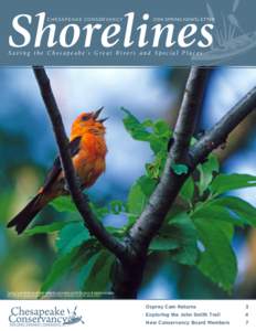 Shorelines C H E SA P E A K E CO N S E RVA N CY 2014 SPRING NEWSLETTER  Saving the Chesapeake’s Great Rivers and Special Places