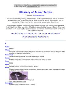 original source: http://home.messiah.edu/~gdaub/armor/picgloss.htm author: Greg Daub:  Glossary of Armor Terms Presented by: The Post Apocalyptic Forge