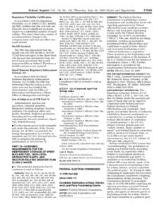 Lobbying in the United States / United States administrative law / Fundraising / Regulation D / Federal Register / Bipartisan Campaign Reform Act / Solicitation / Politics / Campaign finance / Federal Election Commission