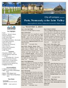 PARIS, NORMANDY & THE LOIRE VALLEY -  City of Lompoc - 02NOV14.indd