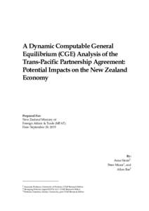 A Dynamic Computable General Equilibrium (CGE) Analysis of the Trans-Pacific Partnership Agreement: Potential Impacts on the New Zealand Economy