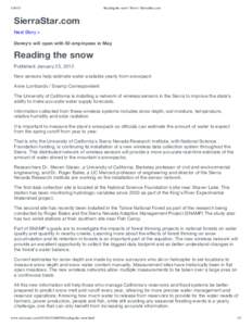 [removed]Reading the snow | News | SierraStar.com SierraStar.com Next Story >