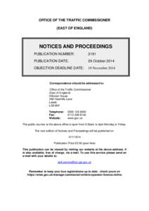 Notices and proceedings: East of England: 29 October 2014