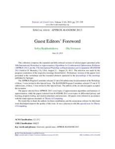 Foreword to APPROX-RANDOM 2013 Special Issue