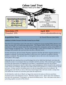 Great Calusa Duck Race of 2011 a big success! $33,000 raised  Newsletter #73