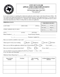 APPLICATION FOR EMPLOYMENT