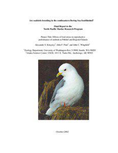 Are seabirds breeding in the southeastern Bering Sea food-limited? Final Report to the North Pacific Marine Research Program