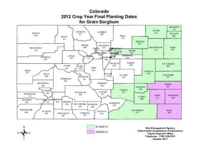 Colorado 2012 Crop Year Final Planting Dates for Grain Sorghum MOFFAT 081