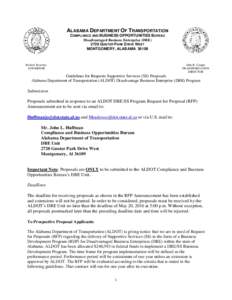 ALABAMA DEPARTMENT OF TRANSPORTATION COMPLIANCE AND BUSINESS OPPORTUNITIES BUREAU Disadvantaged Business Enterprise (DBEGUNTER PARK DRIVE WEST MONTGOMERY, ALABAMA 36109