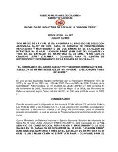 FUERZAS MILITARES DE COLOMBIA EJERCITO NACIONAL