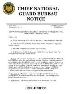 CHIEF NATIONAL GUARD BUREAU NOTICE NGB J3/7 DISTRIBUTION: A