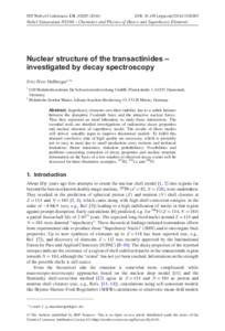 EPJ Web of Conferences 131, DOI: epjconfNobel Symposium NS160 – Chemistry and Physics of Heavy and Superheavy Elements