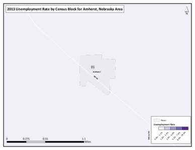 ´  2013 Unemployment Rate by Census Block for Amherst, Nebraska Area 0%