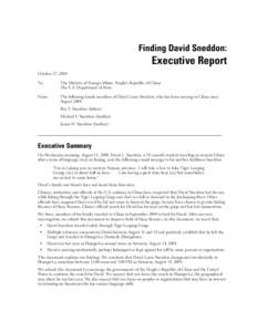 Finding David Sneddon:  Executive Report October 27, 2004 To: