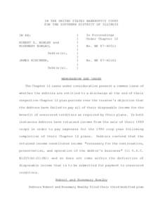 IN THE UNITED STATES BANKRUPTCY COURT FOR THE SOUTHERN DISTRICT OF ILLINOIS IN RE: ROBERT G. BOWLBY and ROSEMARY BOWLBY,