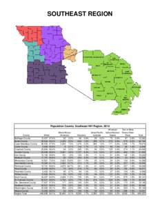 SOUTHEAST REGION  Population Counts, Southeast HIV Region, 2010 County Bollinger County