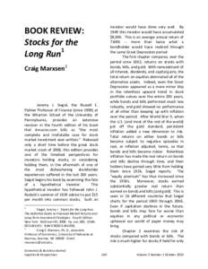BOOK REVIEW: Stocks for the Long Run1 investor would have done very well. By 1949 this investor would have accumulated