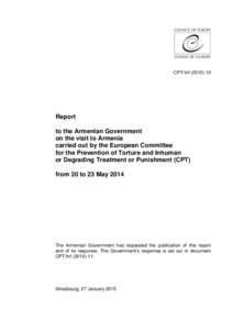 CPT/Inf[removed]Report to the Armenian Government on the visit to Armenia carried out by the European Committee