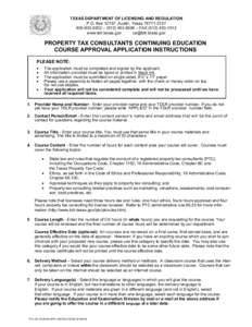 TEXAS DEPARTMENT OF LICENSING AND REGULATION P.O. Box 12157, Austin, Texas – ( – FAXwww.tdlr.texas.gov 