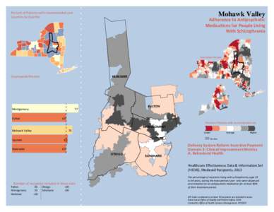 Percent of Patients with recommended care Counties by Quintile Mohawk Valley  Adherence to Antipsychotic