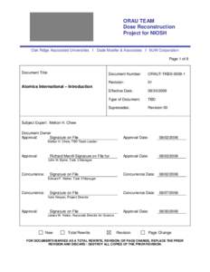 Geography of California / National Institute for Occupational Safety and Health / North American Aviation / Occupational safety and health / Radiation dose reconstruction / Radioactivity / Energy Employees Occupational Illness Compensation Program / Dosimetry / Atomics International / Radiobiology / Medicine / Nuclear physics